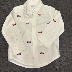 Janie & jack Kids White Shirt with Red fire truck  Design